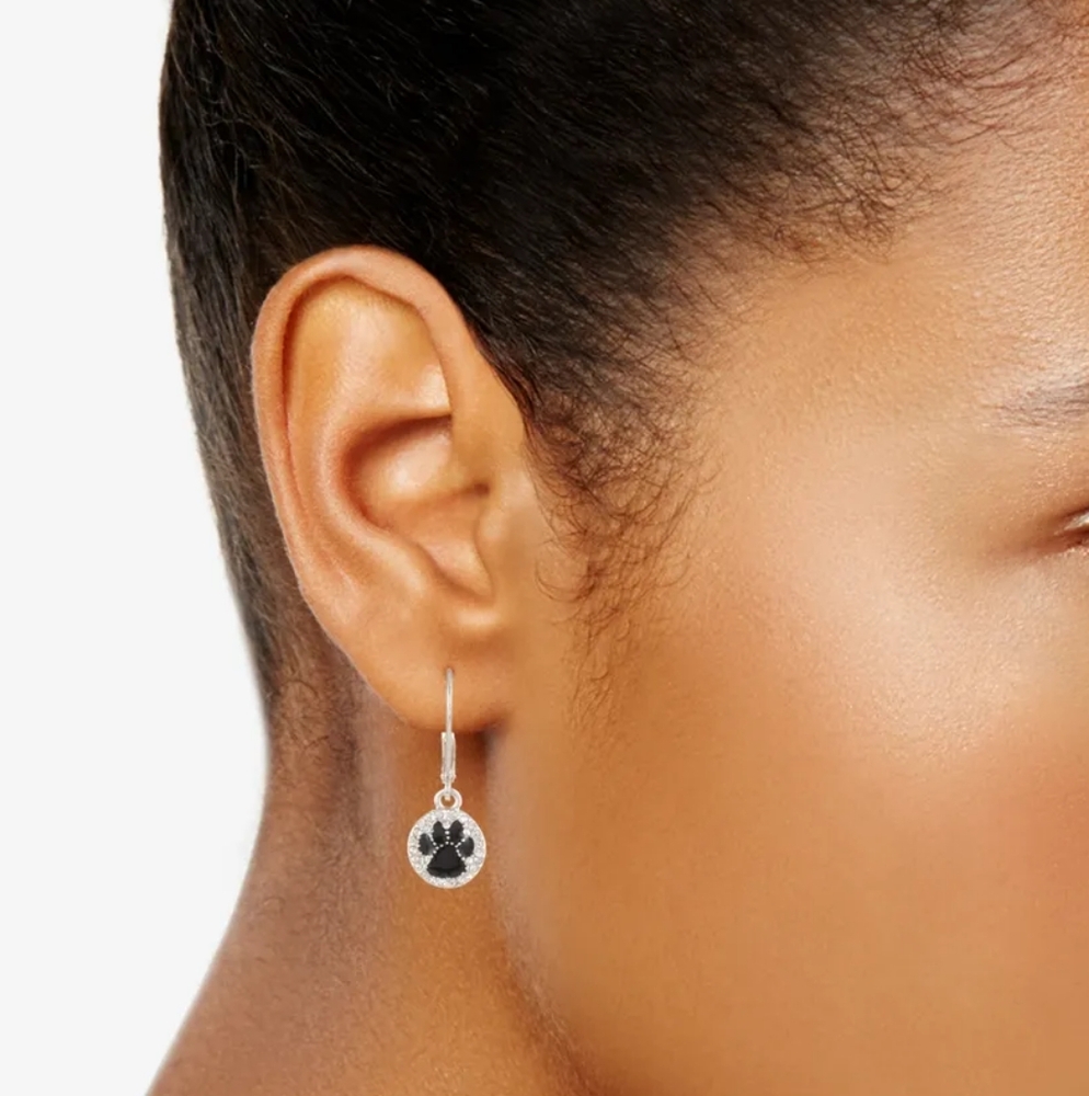 💮3/$20💮 Pet Friends Black Paw Pave Drop Earrings
